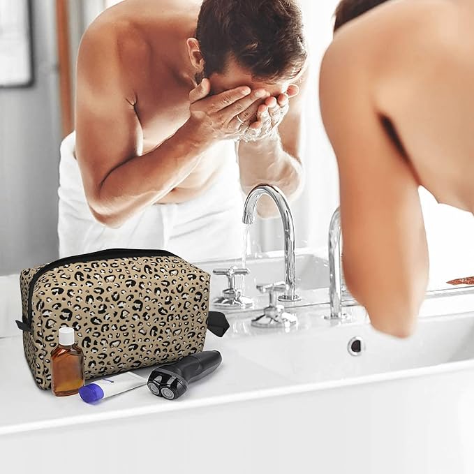 Leopard Print Makeup Bag - Durable 600D Oxford Fabric Travel Cosmetic Bag, Shockproof Foam Padded Toiletry Organizer for Gym & Daily Use 10x6.2x4.9 Inch - Image 8