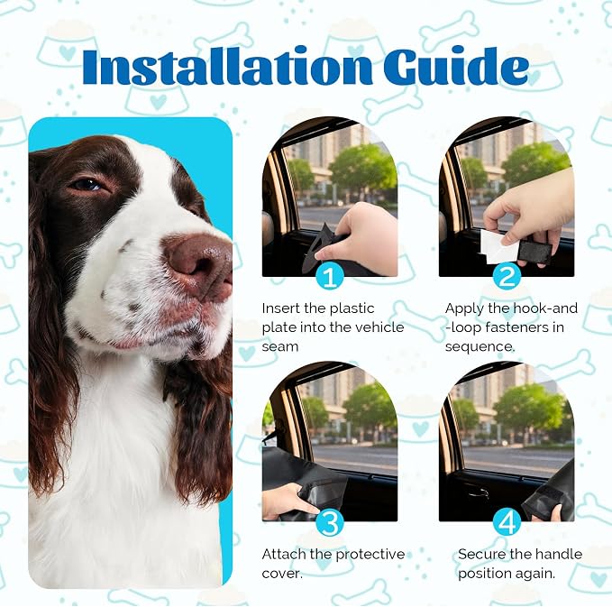 Dog Car Door Protector 2 Pack, 27.55" x 22.44" Anti-Scratch Waterproof Design Black Car Doors Cover Pet Vehicle Door Guards Durable for Front Back Seat Fits Cars Trucks SUVs - Image 5