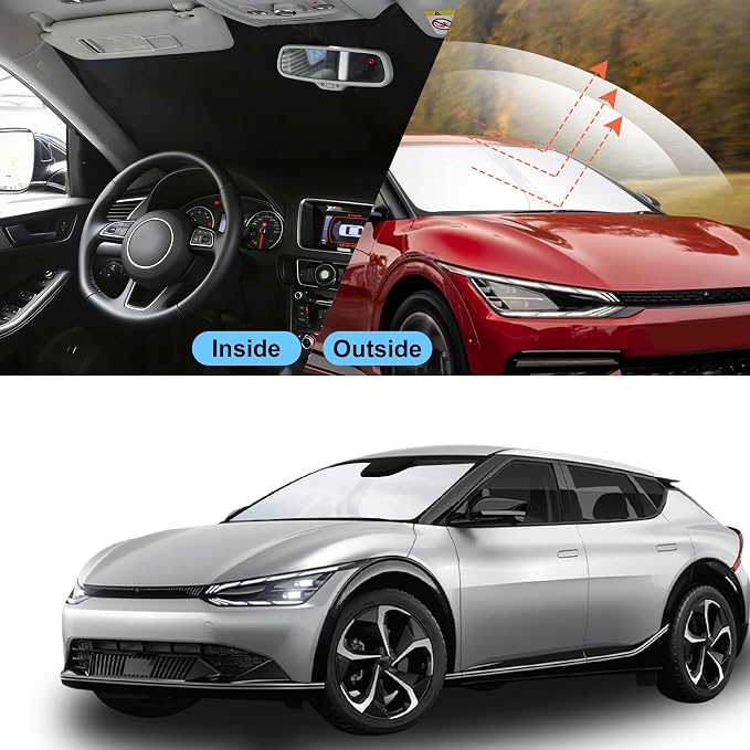 Front Windshield Sun Shade Foldable Car Front Window Sun Shade Windshield Shade Custom Fit for 2022-2026 Kia EV6 Block UV Rays Accessories Heat Keep Cooler - Image 5