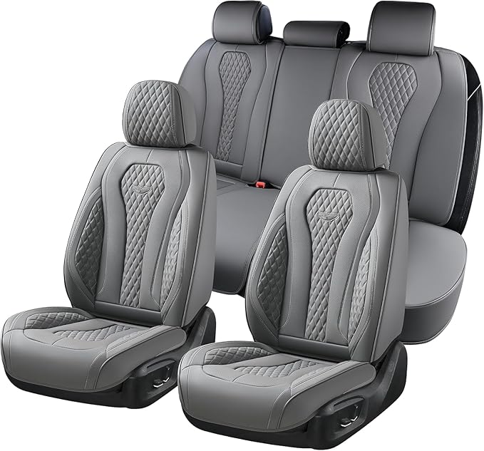 Coverado Car Seat Covers, Gray Seat Covers Full Set, Auto Seat Cover 5 Seats, Car Seat Cushion, Car Seat Covers Front Seats Back Seat Covers, Seat Cover Car Seat Protector Universal Fit Most Cars by COVERADOAUTO