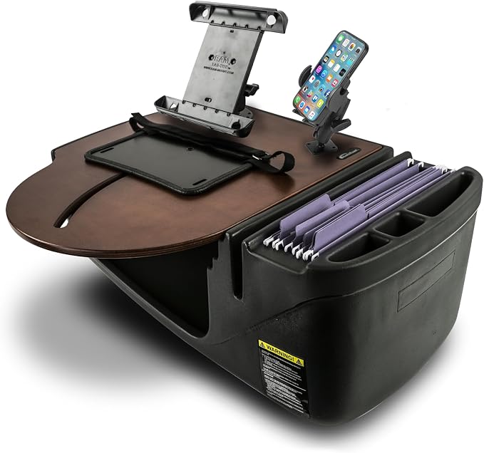 AutoExec AE-RMCD-PM-TAB-21M Roadmaster Car Desk for Your Vehicle Workstation and Mobile Office, Mahogany with Phone Mount and Tablet Mount | Vehicle Workstation, Mobile Office, Phone Mount, Tablet Mount by AutoExec