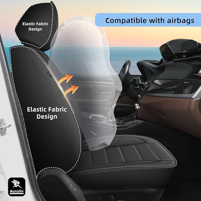 Car Seat Covers Fit for Honda HR-V 2016-2026 Full Set | Faux Leather Waterproof Automotive Seat Protectors,Compatible with Airbags,Easy to Install,5 Seats Black - Image 4