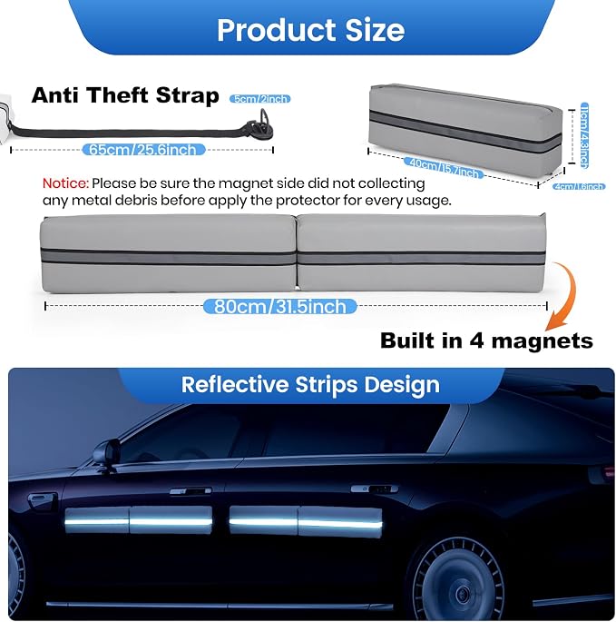 Magnetic Car Door Dent Protector Removable Car Door Guard - Prevents Dents and Scratches for Vehicles (Silver Gray) - Image 3
