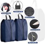 5Pcs XL Travel Shoe Bags Portable Travel Gifts Shoe Organizer with Zipper Closure, Waterproof Nylon Shoe Storage Organizer with Handle Travel Bags For Men and Women, Navy - Image 4