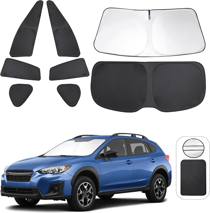 TINGLU Window Shades for Subaru Crosstrek 2018-2023 Accessories Car Side Full Windows Rear Triangular Windshield Sun Shade Sun UV Rays & Privacy Protection for Camping,Napping,and Relaxing 8PCS by TINGLU