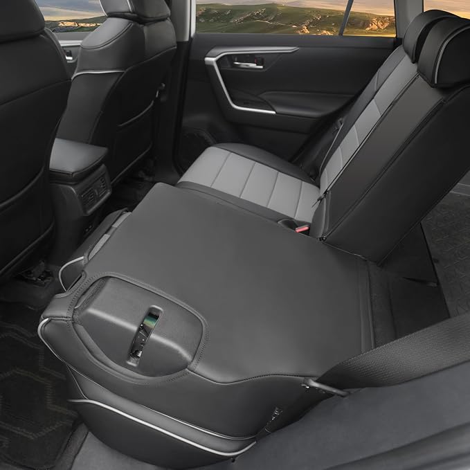 Lolcar Rav4 Seat Covers Custom Fit for Toyota Rav4 (for Hybrid) 2019-2025 LE,XLE,XLE Premium,Limited,Woodland Edition, Leather Truck Seat Cover Full Set for SUV,Faux Leather(Black/Gray) - Image 7