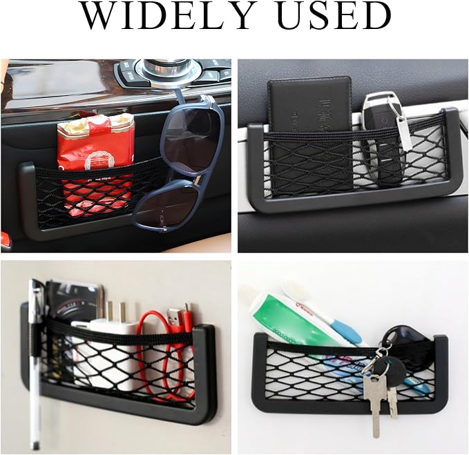 Ohleats 4 PCS Car Pocket Phone Nets, Purse Phone Holder Mesh Storage Bag with Double Sided Tape, Stick on Organizer Seat Side Back Automotive Storage Net Bag, Car Accessories - Image 6
