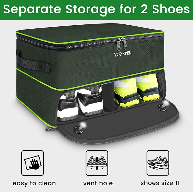YOREPEK Golf Gifts for Men, 2 Layer Golf Trunk Organizer for 2 Pair Shoes | Waterproof Car Trunk Locker with Separate Ventilated Compartment for Balls, Tees, Clothes, Gloves, Birthday Gifts for Golfers - Image 3