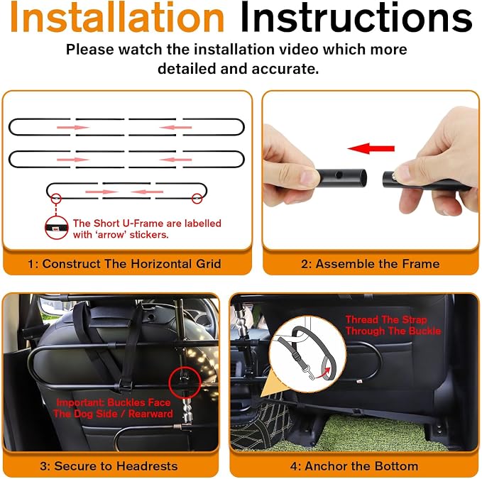 JoyBlooms Dog Car Barrier for SUV, Heavy-Duty Metal, Adjustable 37-62 in | Car Divider for Dogs, Pet Barrier for Car, Adjustable Lower Sections, Independent Seat Movement, Seat Rails Required - Image 5