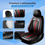 Fit Genesis Seat Covers Fit for Hyundai Genesis 2009-2016, 5 Seats | Premium Leather Full Coverage Protectors, Waterproof, Breathable, Scratch Resistant, Easy Wipe, Airbag Compatible, RedTrim - Image 7
