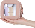 Small Clear Makeup Bag Travel Cosmetic Case, Portable Make Up Organizer Traveling Compact Car Bag for Essentials Transparent Toiletry Bag with Zipper - Image 6