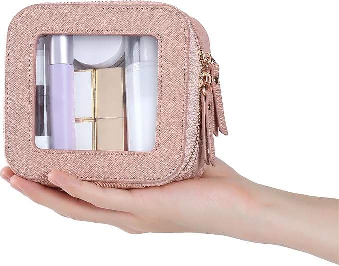 Small Clear Makeup Bag Travel Cosmetic Case, Portable Make Up Organizer Traveling Compact Car Bag for Essentials Transparent Toiletry Bag with Zipper - Image 6