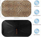 Leopard Print Car Windshield Sun Shade Umbrella, Foldable Car Front Windshield Sunshade with Bendable Handle, Windshield Sun Visor for Most Vehicles - Image 3