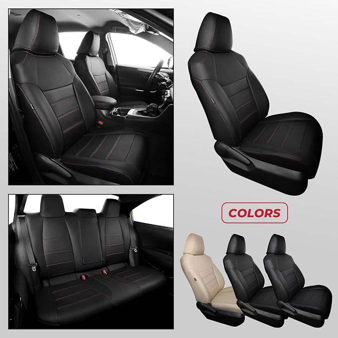 FREESOO Custom Leather Seat Covers for Toyota Corolla Hybrid LE 2020-2022 | Hybrid XLE 2023-2026, Sedan, Full Set, Airbag Compatible, Scratch-resistant, Waterproof, Durable Material, Easy-clean - Image 7