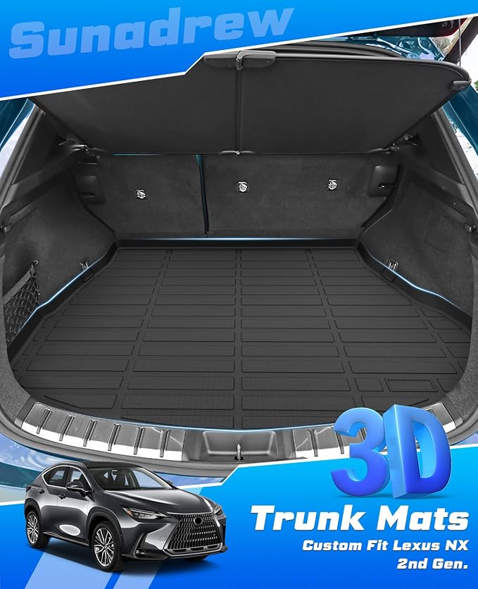 Sunsdrew Rear Trunk Mat for 2022-2026 Lexus NX Accessories NX 250/NX 350/NX 350h/NX 450h+, All Weather Cargo Mat Trunk Liner, TPE Rubber, Raised Edge - Image 4
