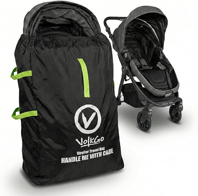 Large Stroller Bag for Airplane, Large Cover for Airtravel, Jogger & Umbrella Stroller Cover for Travel - Fits Wide, Gate Check Bag, Heavy Duty Durable Infant carrier covers for Air Travel by VVOLKGO