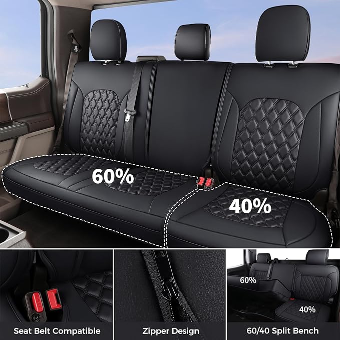 Huidasource 2007-2017 Wrangler JK Seat Covers 4 Door (Full Set/Black) | Waterproof Leather Custom Seat Cover, Front&Rear Seat Cushion Protector Fit for Jeep Wrangler JK 4-Door Sahara Sport Rubicon - Image 3
