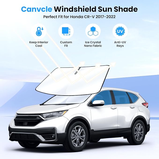 Canvcle Windshield Sun Shade for Honda CR-V 2017-2022 CRV Accessories Upgraded Double-Layer Foldable Front Window Sunshade Cover Sun Visor Protector Block UV Rays Keep Vehicle Cool - Image 2