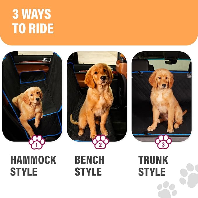 Blue Standard Dog Car Hammock Back Seat Cover, Waterproof Backseat Cover Protector for Truck Bench Rear of Sedans or SUVs, Essential Pet Supplies Vacuum or Wipe Clean, Machine Washable - Image 7