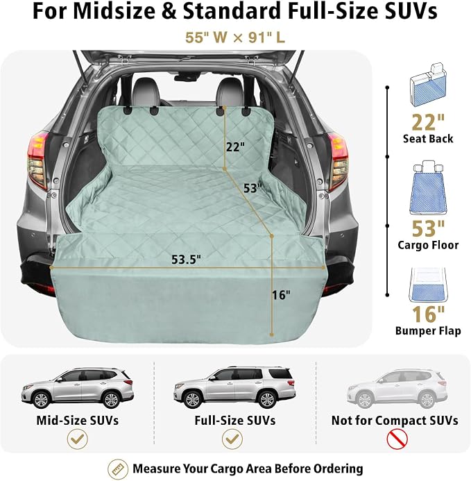 SUV Cargo Liner for Dogs - Water Resistant Trunk Cover for Midsize SUVs | Pet Cargo Cover with Bumper Flap Protector, Non-Slip Car Trunk Mat, Dog Car Seat Cover Prevents Scratches Pet Hair Mud Dirt - Image 2