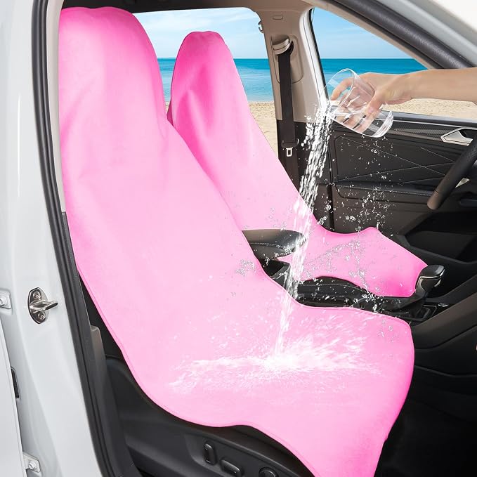 Waterproof 2 Pack Car Seat Cover Universal Fits Car Sweat Towel for Trucks SUV Van Cute Pink Car Seat Protector Sweat Proof Protector Cloth Seats - Image 5