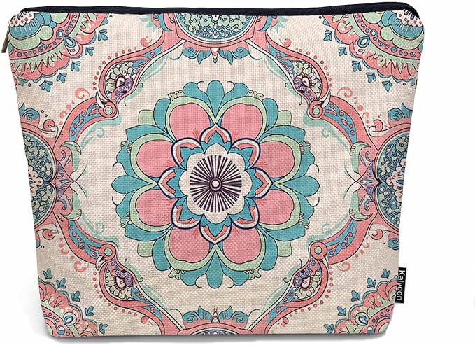 Woman Makeup Bag Mandala, Ethnic Tribal Mandala Floral Boho Makeup Bags Travel Cosmetic Bags Toiletry Makeup Organizer Pencil Pouch Make Up Cosmetic Bag For Owners Lady Birthday Gifts by Unknown