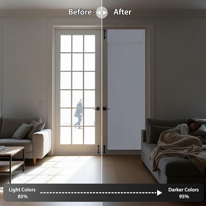 RYB HOME French Door Curtains 84 inch Long, Privacy Blackout Window Blinds | Self Adhesive, Thermal Insulated, For Patio Kitchen Front Entry Front Back Door Glass Window, Renter Friendly,W34 x L84, 1 Pc - Image 5