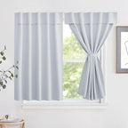 NICETOWN Greyish White Portable Travel Blackout Curtains 48 Inches Long | Thermal Insulated Easy Installation Kitchen Short Curtains Drapes for Living Room, 1 Panel, 52" x 48" by NICETOWN