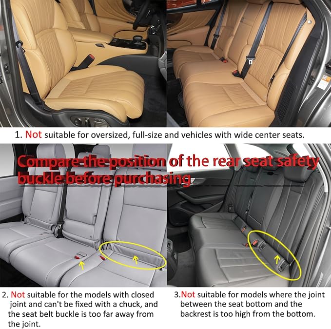 West Llama Linen Car Seat Covers,Bottom Seat Covers for Cars Include 1 Pair Front Driver Seat Pad Mat and 1 Rear Bench Cover for SUVs,Cars,Sedans(3Piece-Beige) - Image 2