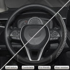 West Llama Customized Auto Car Steering Wheel Cover for Toyota Tacoma,4Runner,Tundra,Sequoia,15.5-16 inch(Diamond Quilted-Black+Gray-Large Size) - Image 5
