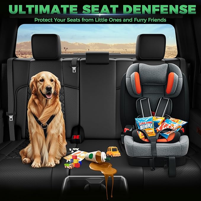 RIDEPOSH Custom Leather Seat Covers for Toyota Tacoma Double Cab 2024-2026 | full set, BK, OEM fit, premium waterproof leather, anti-slip, extra pockets, long-term durability, airbag compatible - Image 5