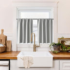 RYB HOME 100% Blackout Basement Curtains 24 inches Long, Heat & UV Blocking | Total Room Darkening, Noise Reducing, Curtains for Bathroom RV Campers, W34 x L24, Sliver Grey, 2 Panels by RYBHOME
