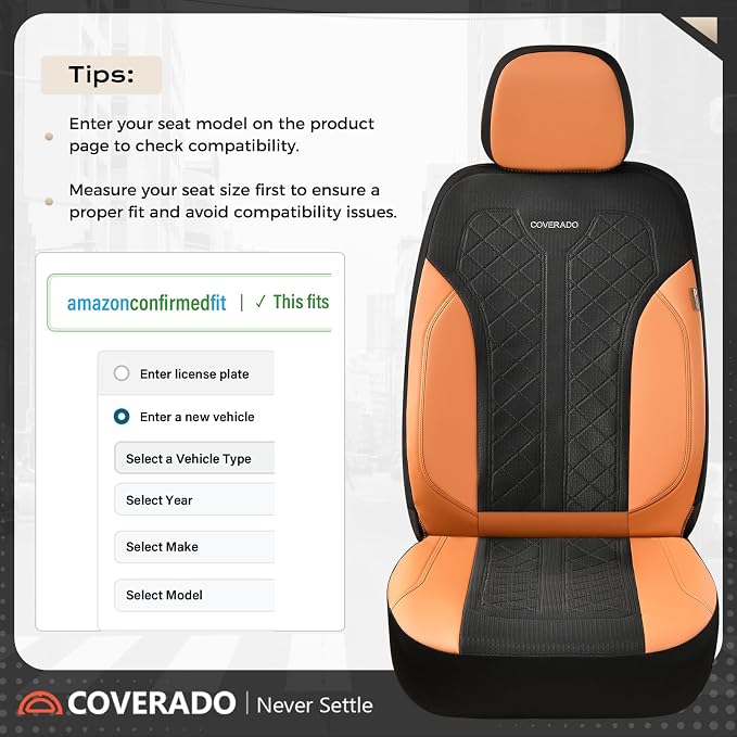 Coverado Car Seat Covers Front Seats, BrownSeat Covers 2-Pack, Breathable Automotive Seat Protectors, Driver Seat Covers Universal Fit for SUV, Truck, Vans, Sedan - Image 3