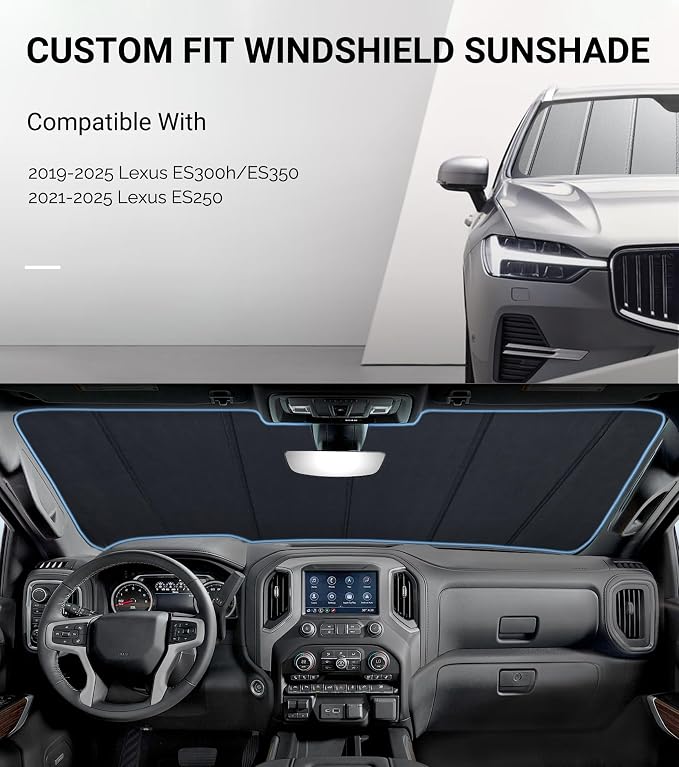Pigenius Windshield Sun Shade for Lexus ES 2019-2025 Front Window Sunshade - Safeguard - Image 2