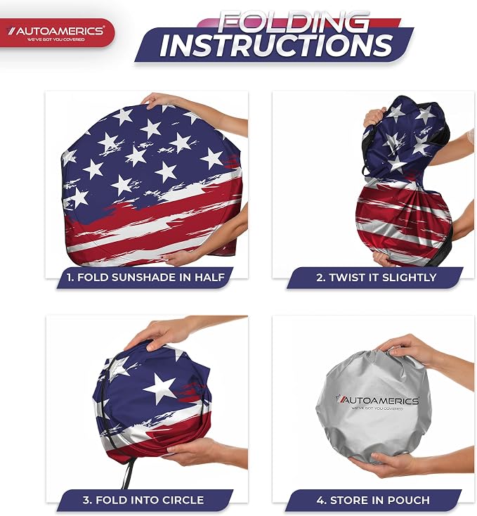 Autoamerics Truck Windshield Sun Shade with Storage Pouch & Anti-Slip Dash Pad - Foldable USA Art Flag-2 Design - Fits Most SUVs & Trucks - Blocks UV Rays and Keeps Car Cool | X-Large (66 x 36 inches) - Image 7