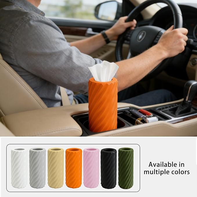 2-Pack Car Tissue Holder with 6 Tissue Refills, Reusable Plastic Car Tissue Canister for Cup Holders – Compact Travel Tissue Dispenser for Cars, SUVs, Trucks. (2PACK-Pale Yellow) - Image 2