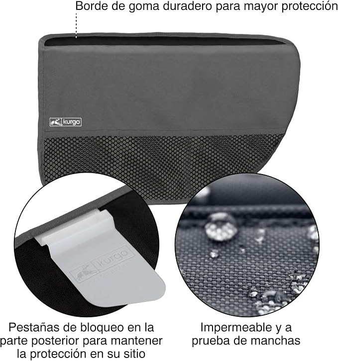 Kurgo Rover Car Door Guard, Charcoal | Protects Doors from Claws & Dirty Paws, Water & Stain Resistant, Adjustable, Easy to Clean/Install, Includes Storage Pockets - Image 2