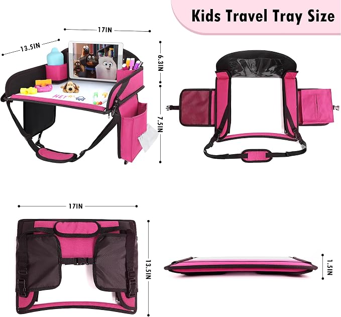 Car Seat Tray,Toddler Road Trip Essentials With Drawing Kit | Road Trip Essentials Accessories Lap Tray with iPad Holder Stand & Dry Erase Board as Travel Gifts for Kid,2PC - Image 6