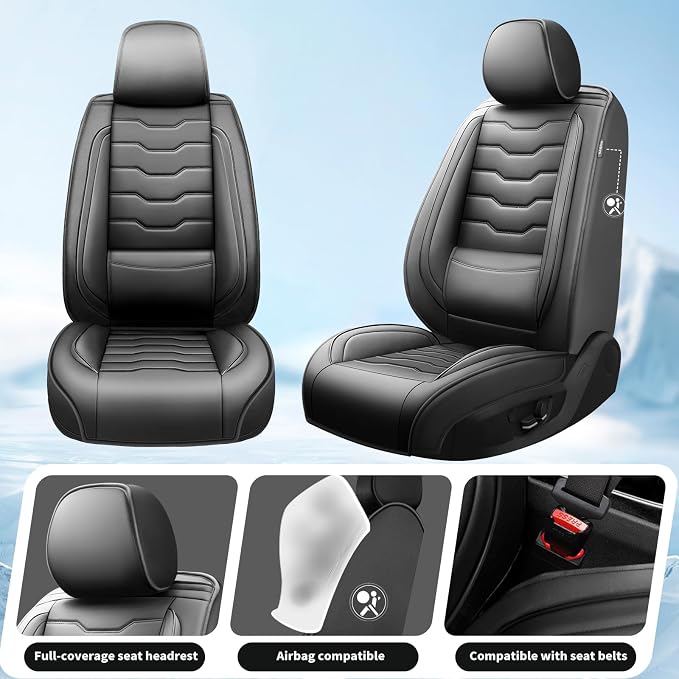 Fit Juke Car Seat Covers Premium Leather for Nissan Juke 2011-2016 2017. Waterproof， Breathable, Scratch-Resistant & All-Weather Seat Cushion Protector（Full Set,Black - Image 2