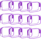 12 Pack Clear Makeup Bag, TSA Approved Toiletry Bag Zippered Clear Cosmetic Pouch, Waterproof Vinyl Plastic Organizer Case for Travel Vacation Bathroom (Purple) by YOQIVEXU