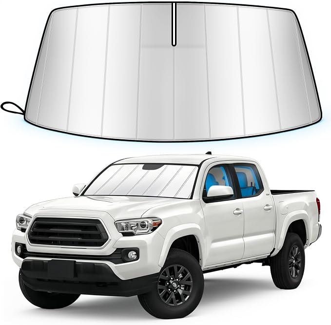 Windshield Sun Shade for Toyota Tacoma 2018-2023 Folding Design | Custom Fit, Car Front Window Sunshade, Sunshield Sun Visor Protector, Blocks UV Rays & Heat, Car Accessories by Unknown