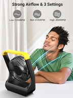 Gazeled Battery Powered Fan, Long Lasting Battery Operated Fans for Camping, Portable D-Cell Desk Fan with Timer, 3 Speeds, Whisper Quiet, 180° Rotation, for Office, Bedroom, Outdoor, 5'', Model: F15 - Image 4