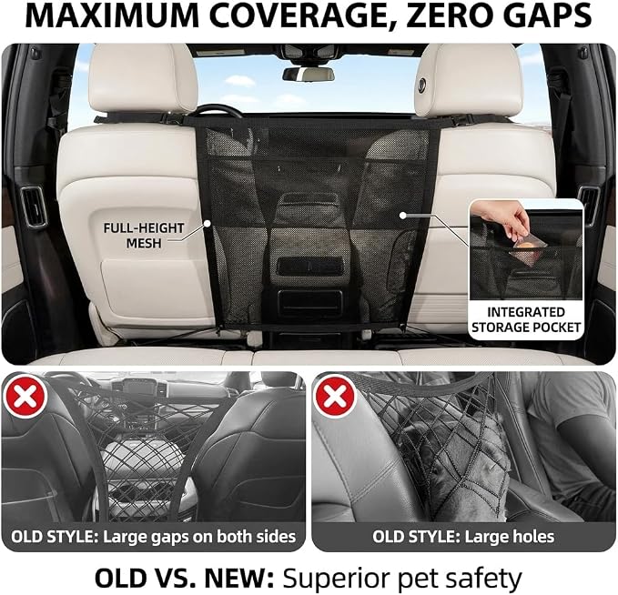 Adjustable Dog Car Barrier for SUV Truck, Heavy Duty Pet Net Backseat Divider, Universal Mesh Back Seat Gate, Safety Accessories, Easy Install - Image 4