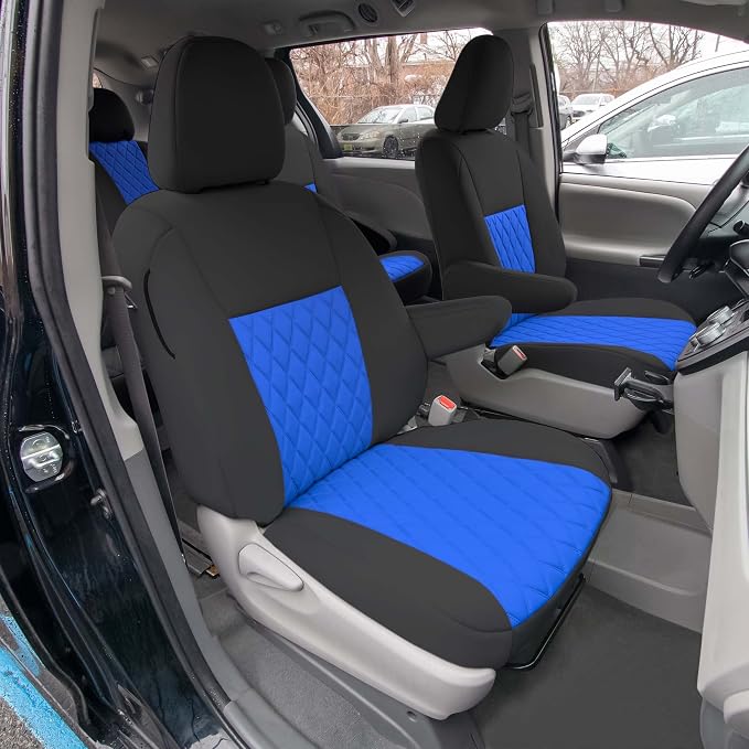 FH Group Custom Fit Car Seat Covers Specifically Made for 2011-2020 Toyota Sienna 7-8 Seater with Ultraflex Neoprene Water Resistant Automotive Seat Covers - Front Set Blue - Image 4
