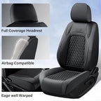 Coverado Custom Fit Front Seat Covers for Chevy Silverado/GMC Sierra 2007-2025 1500, 2015-2025 2500HD 3500HD Crew/Double/Extended Cab – Faux Waterproof Leather (Black) - Image 2
