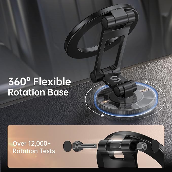 SYNCWIRE Fits MagSafe Car Mount Magnetic Phone Holder for Dash and Tesla | Strong Magnets, All Metal, Flexible 3 Axis, 360° Rotation, Dashboard and Screen Support, For iPhone 17 16 15 14 Pro Max - Image 4