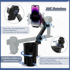 SAMPUSS 2-in-1 Phone Holders for Your Car Car Cup Holder Car Phone Holder | 360° rotation 2-in-1 function car phone mount with long arm universal smartphone phone holder car cup holder expander - Image 4