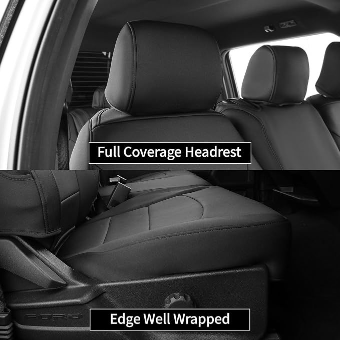 EKR F150 Seat Covers Custom Fit for (RegularCab) 2015-2020 Ford F150 XL/XLT & 2017-2022 F250/F350/F450 SuperDuty XL/XLT(First Row Only),Heavy-Duty Waterproof,Sweat &Dirt Resistant,Neoprene(Black) - Image 3