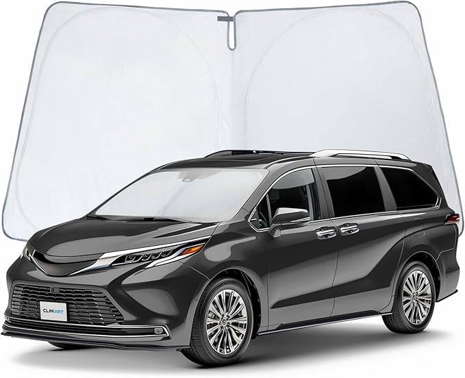 CLIM ART Windshield Sun Shade for Toyota Sienna 2021-2026, Custom-Fit Foldable Car Sunshade, Vehicle Sun Protector, Front Auto Windshield Cover, Car Accessories - WS8011 by CLIMART