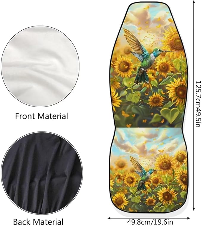 Hummingbird Sunflower Accessories 2 Pack Front Car Seat Covers, Automotive Interior Non-Slip Easy to Install Seat Cushion Protectors for Front Seats, Universal for Vehicles Trucks Vans SUV - Image 7